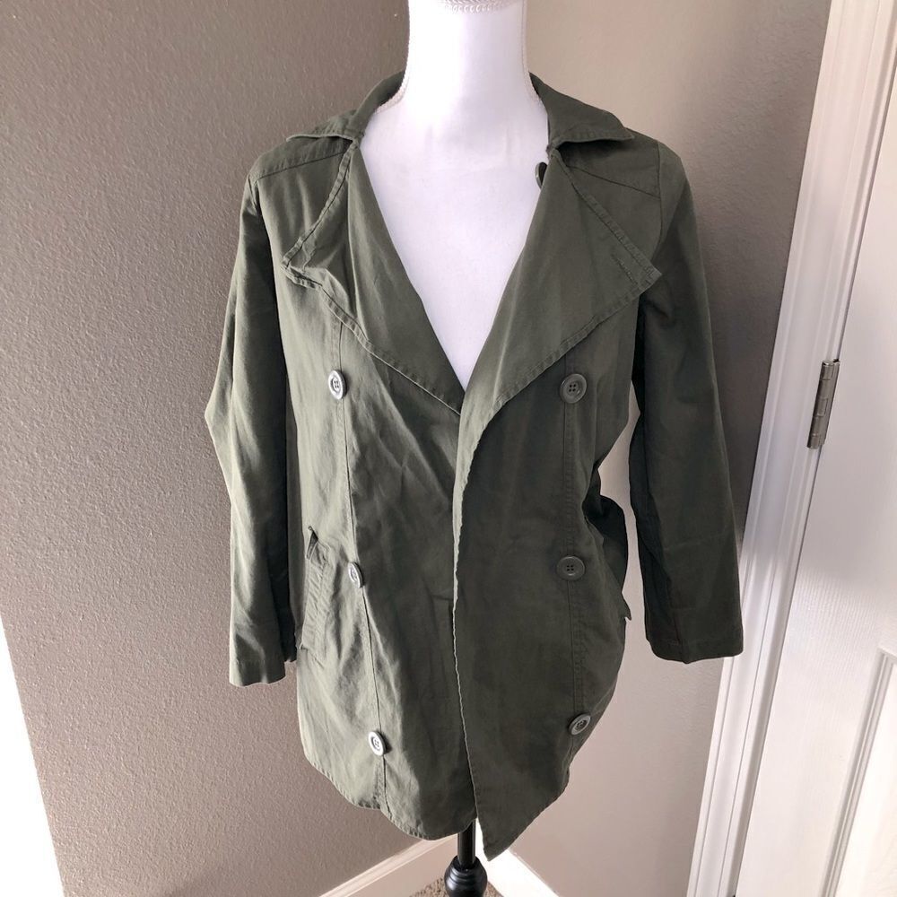 Color Thread army green utility jacket